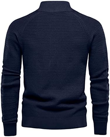 IOPQO MENS Geometrijski kardigan muški modni poslovni štand ovratnik topli kardigan džemper slim dugi kardigan muškarci