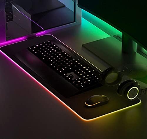 Uvećana i zadebljana šarena svetleća podloga za miš sa laganom tastaturom za disanje podloga za tastaturu za igre 31,5 X 11,8 inča