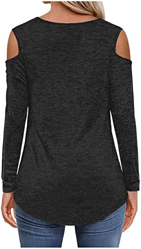 Ruziyoog hladni vrhovi ramena za žene V vrat Dugi rukav jednobojne osnovne majice Moda Casual labava bluza za pulover