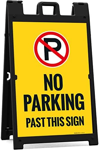 Nema parkinga pored ovog znaka kotlog sa trotoara, 24x36 inča, sa postoljem okvira, napravljen u SAD-u Sigo znakovi