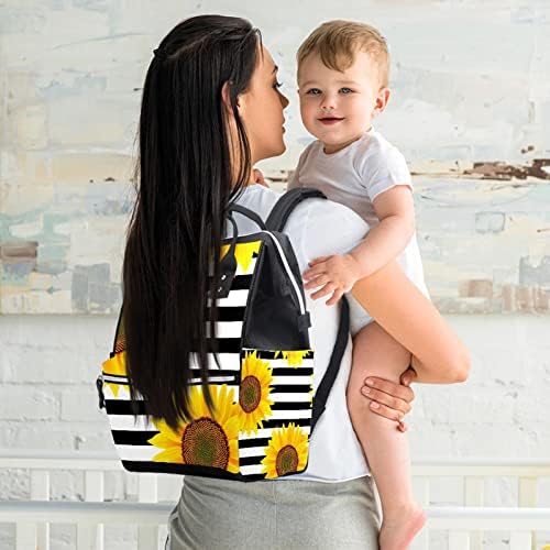 Žuti suncokreti Bijele crne vodoravne prugaste torbe ruksak za bebe namijenjene torbe za promjenu multi funkcije Veliki kapacitet putnička torba