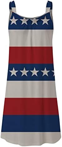 4. jula haljina za žene ljetna plaža Ležerna boemska haljina američka zastava bez rukava bez lopatica za vrat lepršavi Mini sarafani