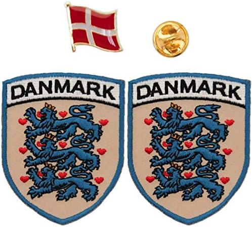A-ONE - Denamrk Lion Grb 2 kom + Danska zastava emajla za zastavu, vezeni štandovi, metalna značka No.097D