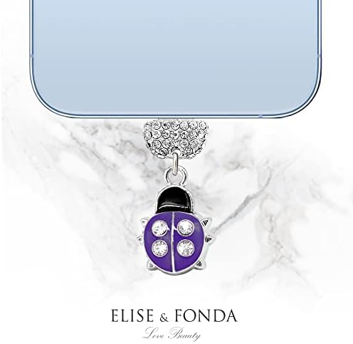 ELISE & amp; FONDA CP439 USB priključak za punjenje Crystal Anti Dust Plug little Ladybug Telefon Charm za iPhone 13/12/11 / XS MAX/XR