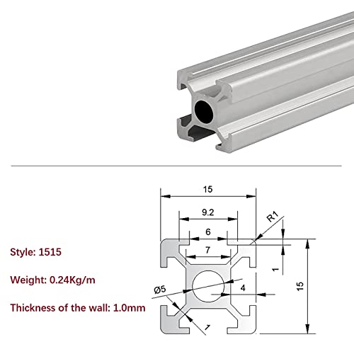Mssoomm 10 pakovanje 1515 dužina profila ekstruzije aluminijuma 66,93 inča / 1700 mm srebro, 15 x 15 mm 15 serija T Tip T-Slot Evropski