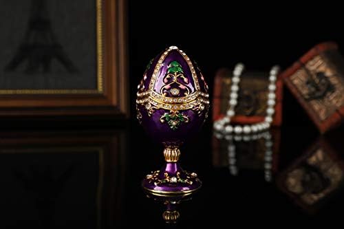 QIFU Vintage Style ručno oslikana Faberge kutija za nakit sa šarkama za jaja sa bogatim emajlom i pjenušavim kamenčićima jedinstveni poklon Kućni dekor predivan ukras vaša kolekcija