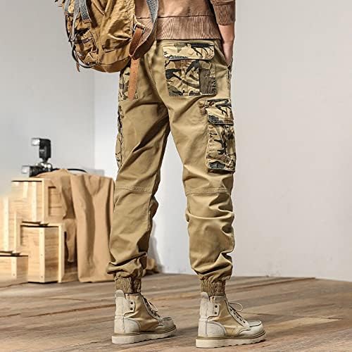 Mens modni casual labavi pamuk plus džepni džep čipke up hlače zadebljanje ukupnih muškaraca teretni hlače opušteno fit