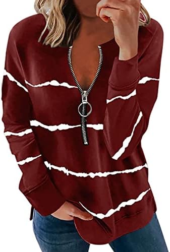 Zip up džempere za žene reverzni vrat opuštena duksela povremena radna komunalna korisnost Žene božićne duksere