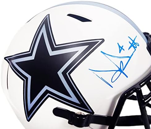 Dak Prescott potpisao Dallas Cowboys pune veličine Lunar Eclipse replika kaciga-ruka potpisan & Beckett autentifikaciju