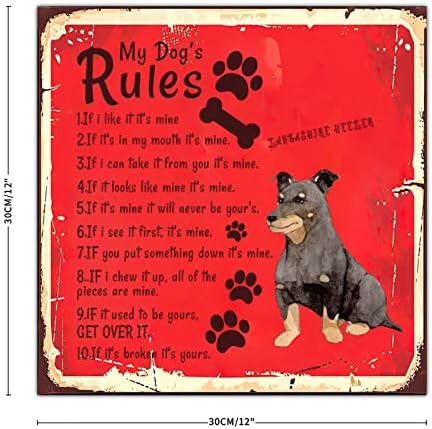 Alioyoit Funny pas Metal potpišite pravila mog psa Rustikalna vješalica za vrata kućnih ljubimaca sa psom koji kaže estetski metalni
