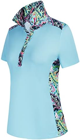 Jack Smith ženske golf košulje s kratkim rukavima Boja blok Snap Sports Polo košulja vlage Wicking Lagan aktivni vrh