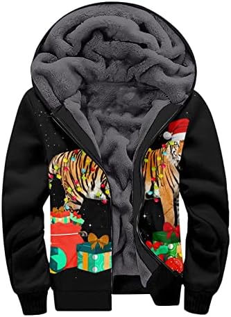 Badhub božićne dukseve za muškarce teška košulja od runa 3D grafički tiskani pulover puni zip debela šerpa jakna