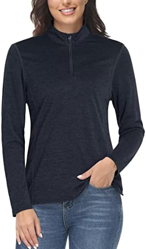 Magcomsen ženske majice s dugim rukavima 1/4 Zip pulover UPF 50+ UV zaštita od sunca Brzo suho vježbanje pješačke atletske majice