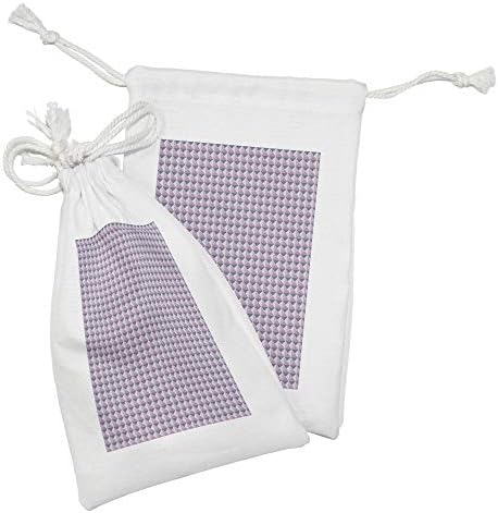 Ambesonne geometrijska torbica tkanina od 2, ukrasni raspored stila ukrasnog rešetka sa trouglovima monotone dizajna, male vrećice za vuču za toaletne potrepštine maske i usluge, 9 x 6, purplegrey ružičasti bluegrey