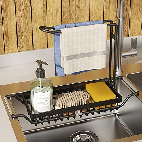 Tabilock sušenje sudopera kuhinja preko sudopera stalak za spužvu od nehrđajućeg čelika za ručnik nosač ručnika Viseći držač za suđe za kućnu kuhinju crnog nosača