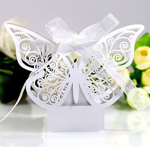 LQBYWL Vjenčanice, kutije za uslugu, kutija, kutije za vjenčanje Papir Candy Bandy Bandy Box Hollow Butterfly poklon kutija za mladensku vjenčanje za bebe 50 kom