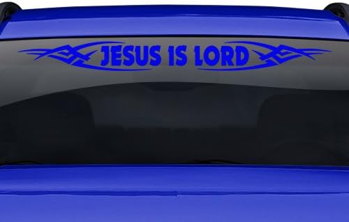 DIZAJN DIZALJA # 106 Isus je lord plemenski naljepnica naljepnica naljepnica vinil grafički stražnji stražnji prozor baner vrata prtljažnika Truck SUV kombi Trailer vozilo Christian Faith - 36 X4.25 - srebrni metalik