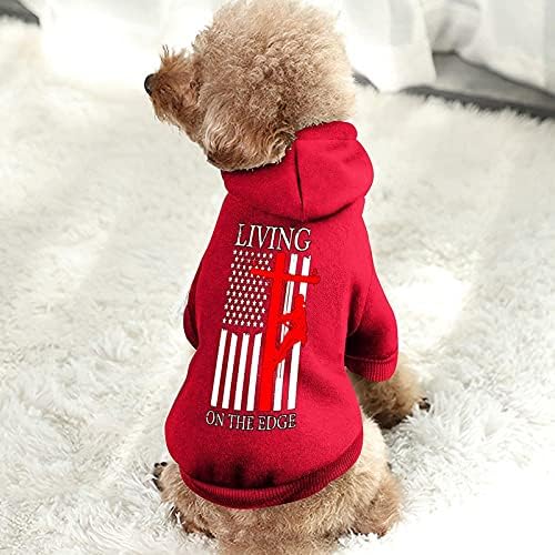 Funnystar koji živi na ivici linena pulover kućnih ljubimaca dukseri za pse s kapuljačom s kapuljačom mačja odjeća sa šeširom Crveni stil XL