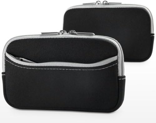 Boxwave Case kompatibilan sa oštrim Aquos Sense3 - Softsuit sa džepom, mekani torbica Neoprene poklopac džep sa zatvaračem za oštre Aquos Sense3 - Jet crni sa sivom oblogom