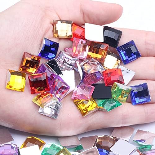 200kom 12mm akrilni Rhinestones kvadratni oblik Flatback zemljani aspekti mnogo boja ljepilo za ravna leđa na perlama DIY Nail Art dekoracija -