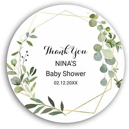 Personalizirane prilagođene naljepnice oznake,prilagodljive naljepnice tropsko zeleno lišće Baby Shower Hvala klasična okrugla naljepnica