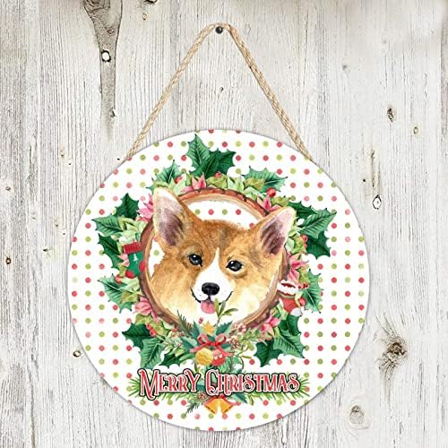 Alioyoit 6 inčni okrugli drveni dobrodošli paleta Božić Garland vijenac za pse rustikalna vješalica za vrata antikvitetni drveni home