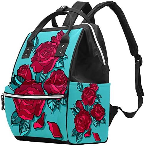 Prekrasne crvene ruže Bouquet bager ruksak ruksak za bebe Nappy Promjena torbe s više funkcija VELIKA KAPACITET putna torba