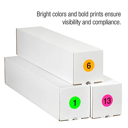 BOX USA Bdl1351 traka logički brojevi etiketa, 10, 3 krug, fluorescentno zelena
