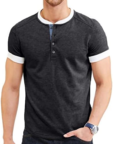 Muške Casual Henley majice kratki rukav ljetni vrhovi jednobojni Casual Djed majica osnovne obične majice sa dugmadima