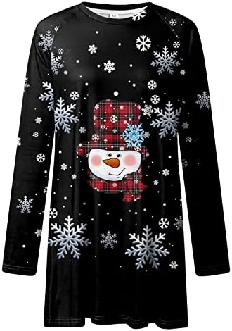 Božićne haljine dugih rukava za žene casual bagesy crewneck dukserica ELK jelena reda Xmas Tree Sakrij pulover na trbuhu za nošenje