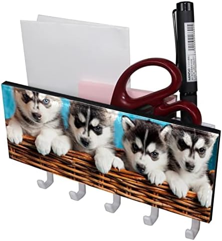 Četiri Puppy Husky Organizator stalka za pse sa 5 kukica zidna kuhinjska polica za kupatilo multifunkcionalna polica za odlaganje