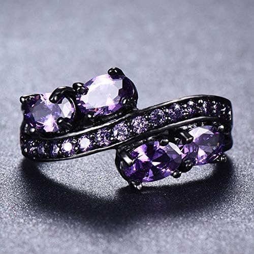Elegantan Ovalni ljubičasti ametist vjenčani prsten 10kt crno zlato nakit poklon veličina 5-11