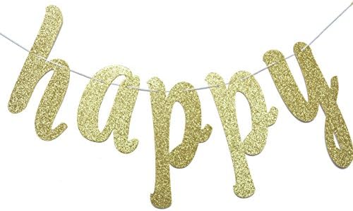 Oh Happy Day Gold Glitter Banner-Rođendan-Vjenčanje-Otkrivanje Spola / Najava Tuša Za Bebe / Odlazak U Penziju / Čestitke Potrepštine Za Zabave