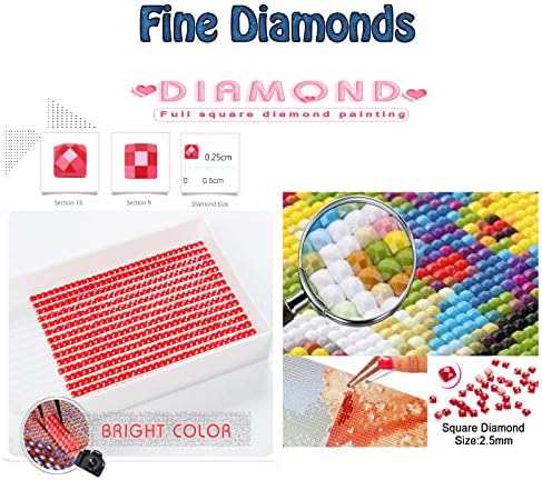 Dijamantni setovi za odrasle, planine i jezera Dijamantna umjetnost dječji početnik DIY 5D boja po brojevima, velikim punim bušilicama dijamantskih točkica kristalno dragulje umjetnina zaliha, 32x64in