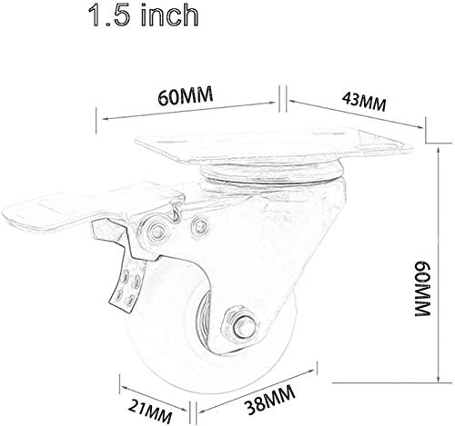 HJRD točkovi, 4pcNiturere 1,5 / 2inch gumeni fiksni plaće kotači tihi univerzalni okretni dvostruki beaheavy rolers / 2 inčni 50mm