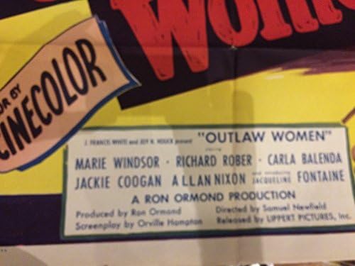 Outlaw Women, 1952. originalni filmski poster, šareni, 27 x 41