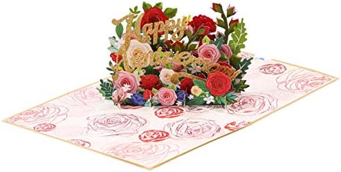 TRUANCE godišnjica kartica Pop up čestitke poklon za par djevojka dečko supruga muž-Sretna godišnjica pismo sa Rose Flowers buket