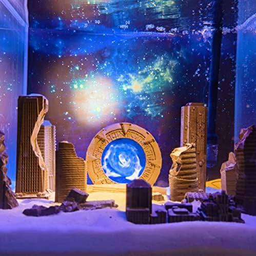 NC Stargate Rezervoar za ribu Dekor-ručno rađen cement stargate akvarij dekor-stargate roba stol ili dekor police, plava, 13x15x5.5
