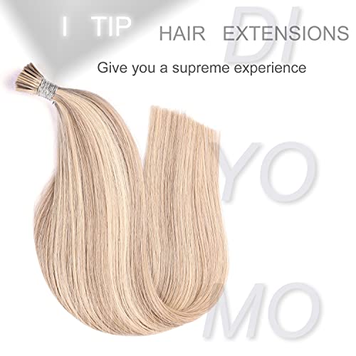 DIYOMO i Tip ekstenzije za kosu ljudska kosa, hladna fuzija meke abnormalne ekstenzije za kosu 60 pramenova Pre Keratin Bonded, Itip ekstenzije za ljudsku kosu, 50g / pakovanje
