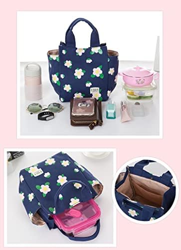 Prenosiva platnena torba za ručak sa čašom za vodu u korejskom stilu torba za ručak Cartoon torba za ruku dama Studentska cvjetna