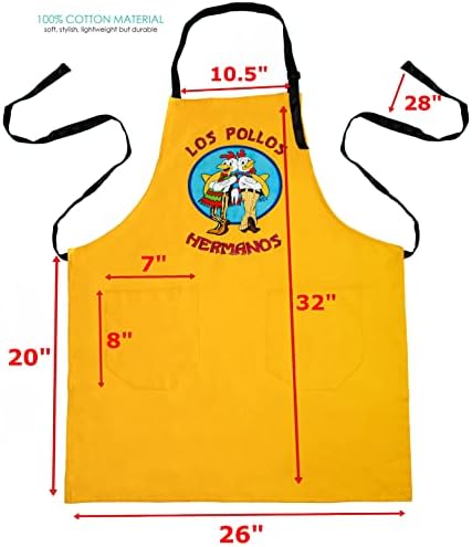 CSM Supply Los Pollos Hermanos žuta pregača- pamuk - 2 velika džepa - Crni podesivi kaiš-Loše lomljenje