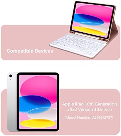 SENGBIRCH iPad tastatura 10. generacija, pametna tastatura za 10,9-inčni iPad 10. generacija, uklonjiva Bluetooth tastatura - Folio