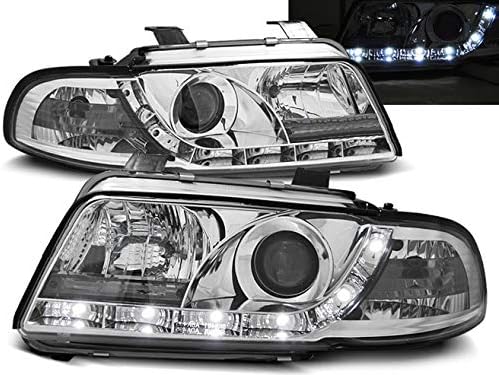 Prednja svjetla VR-1110 prednja svjetla auto lampe Auto svjetla prednja svjetla prednja svjetla prednja svjetla prednja svjetla prednja svjetla prednja svjetla sa strane vozača i suvozača kompletan Set sklop farova dnevna svjetlost Chrome kompatibilan sa Audi A4 1994 1995 1996 1997 1998