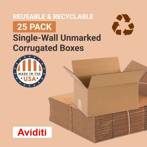 AVIDITI pokretne kutije srednje 12 D x 10 Š x 8 V, 25-pakovanje | valovita kartonska kutija za pakovanje, otpremu i skladištenje 12108