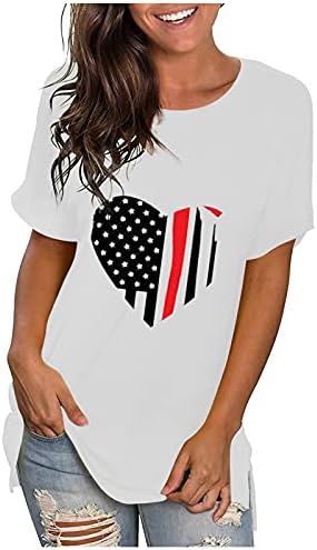 Majice za 4. jul majice za žene kratke rukave V-izrez majice američka zastava zvijezde prugaste Patriotske majice tunike