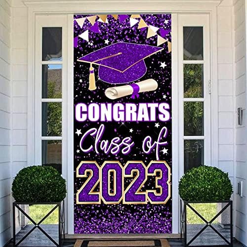 73 x 36 inča ljubičaste čestitke Grad klasa 2023. godine poklopac vrata sa natpisom za pozadinu znaka, dekoracije za diplomske zabave