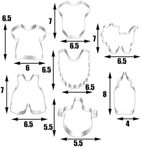 Rezač kolačića za bebe 7-dijelni Set, Puderi Pusheri za zabavu na temu beba boce mašne kombinacija pantalona za odjeću, preferirani