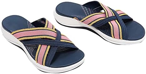 Ženske ljetne plaže tobogani ravne klinaste papuče elastične sandale sa otvorenim prstima meke udobne papuče sa jastukom