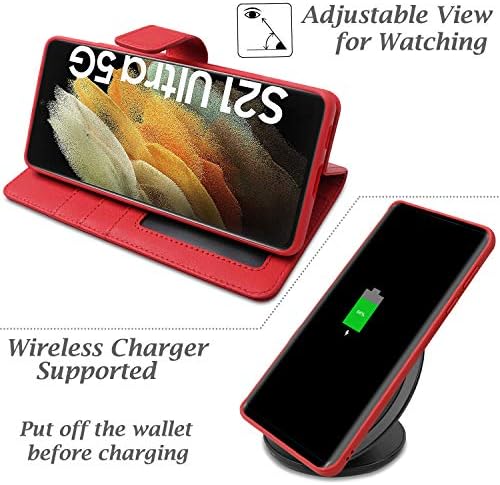 Amovo kožna torbica za Samsung Galaxy S21 Ultra futrola za novčanik [2 u 1 odvojiva][veganska koža][Slot za kartice] [Stand Feature]