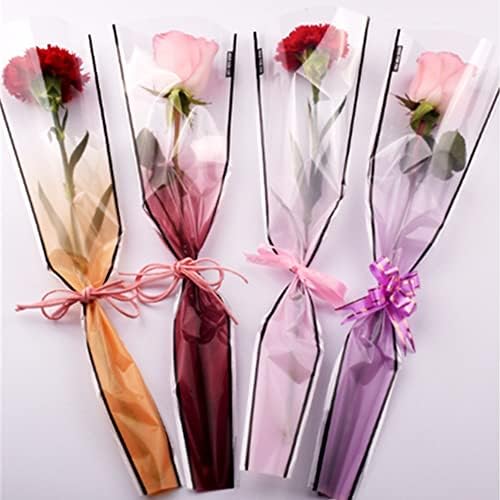 dexcer 200 tačaka /4 boje papir za umotavanje cvijeća torba za pakovanje s jednom ružom, torba za cvijeće od karanfila s jednom granom,vodootporni papir za umotavanje cvijeća 17.7 * 5 * 1.6 Unit-format